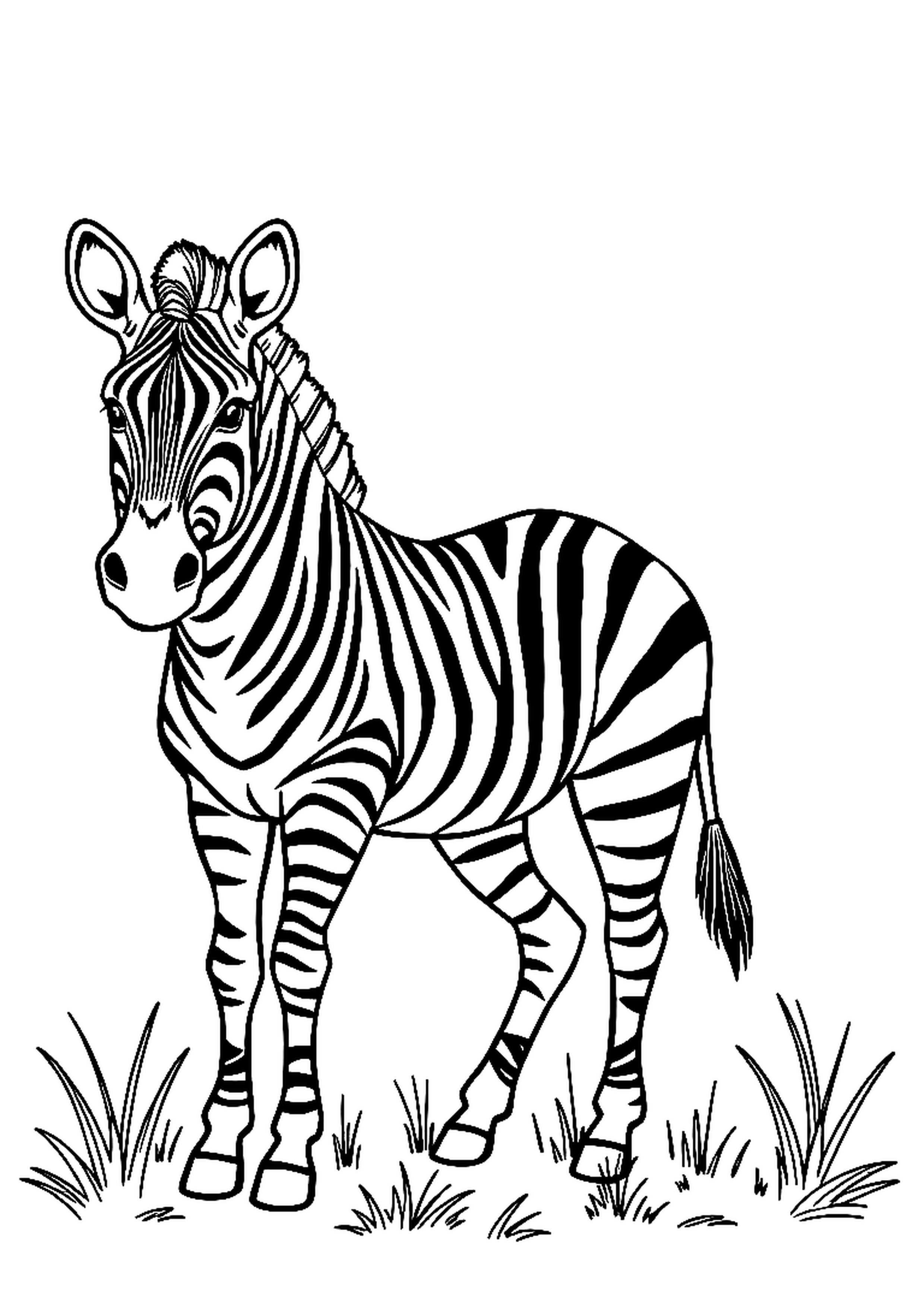 Zebra standing with bold black and white stripes