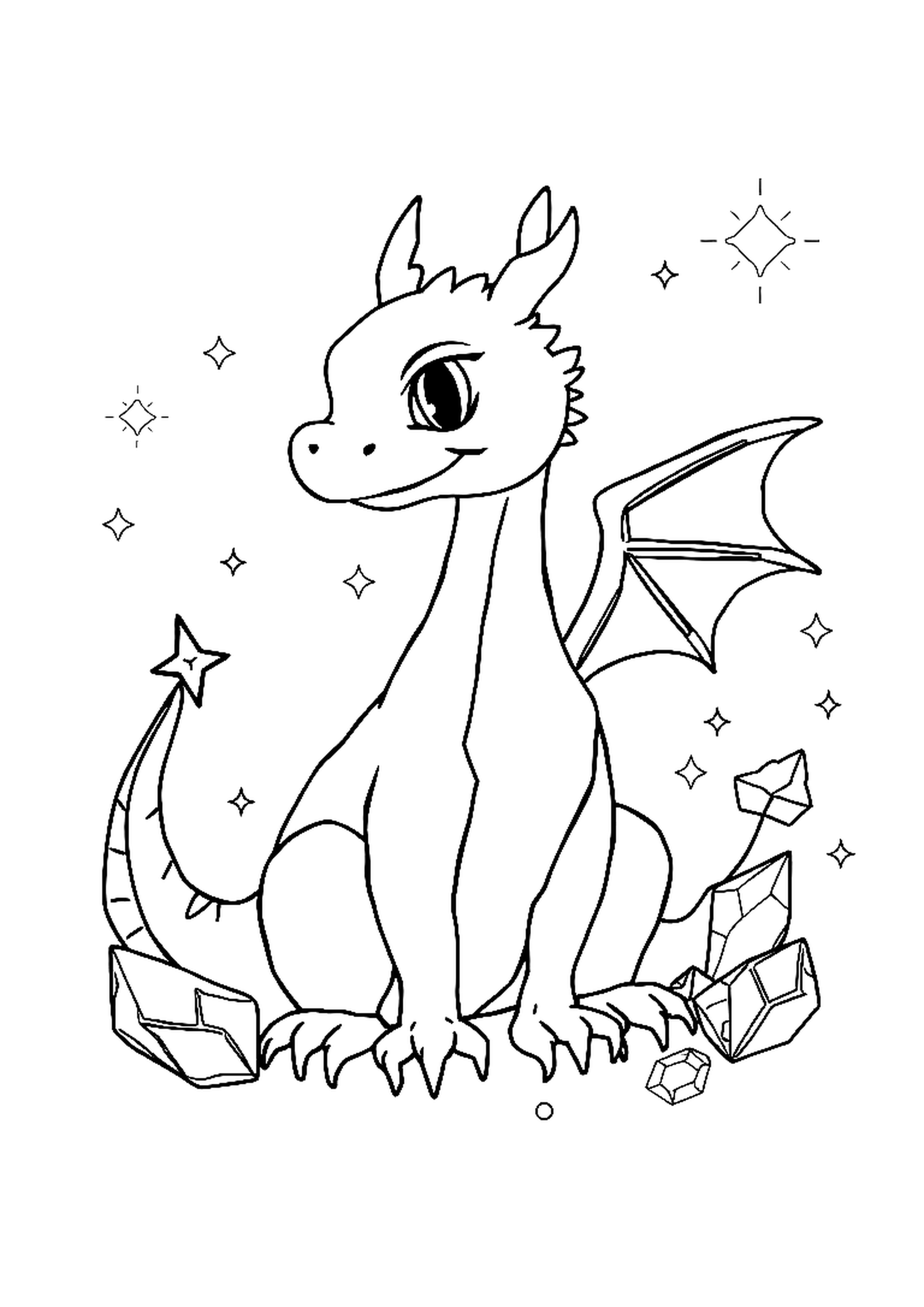 Dragon covered in crystal-like scales guarding a gem cave