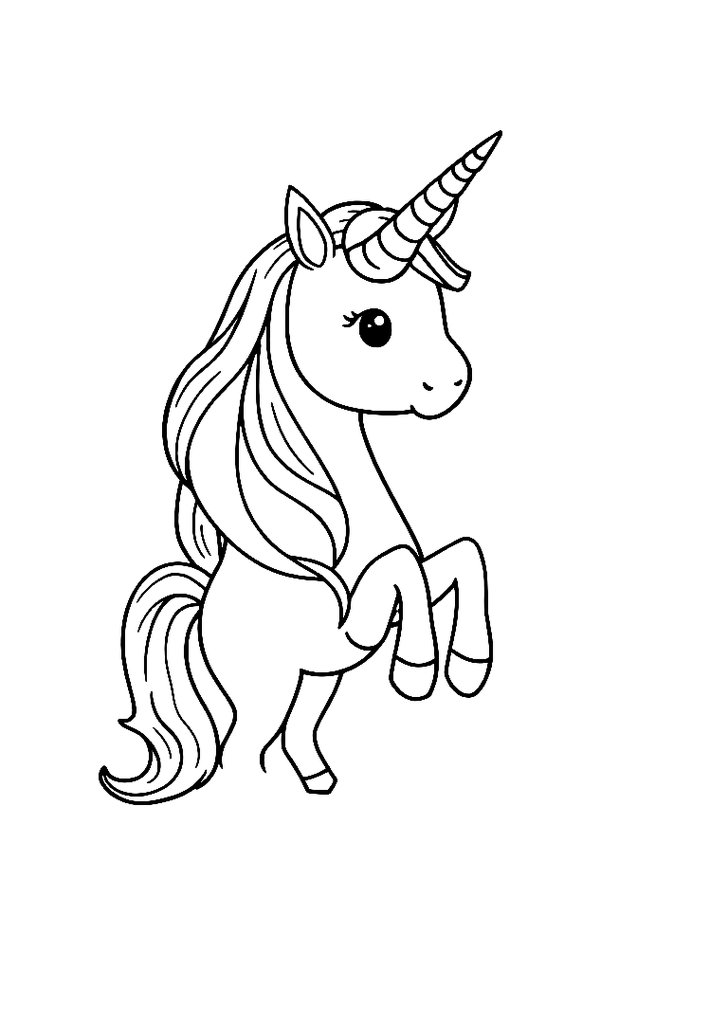 Unicorn with a rainbow mane galloping through a meadow