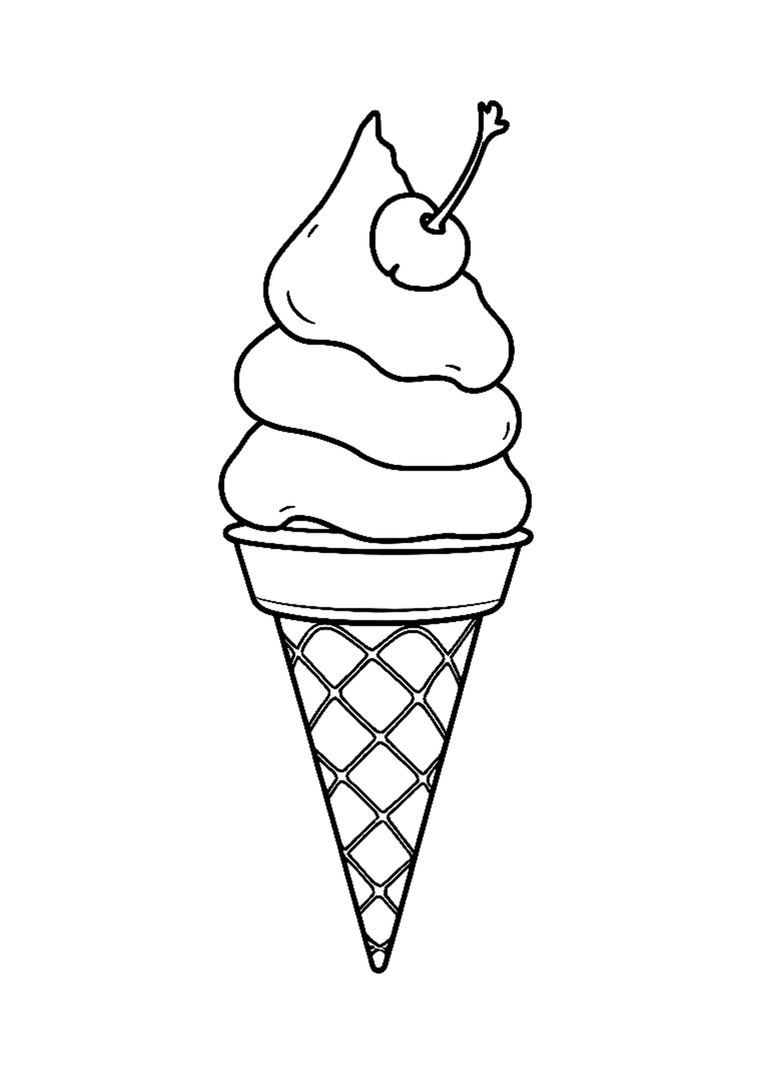 Waffle cone with three scoops of ice cream